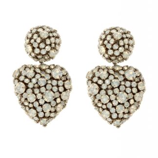 Lucy Heart Shaped Rhinestone Statement Earrings - White