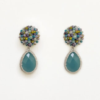 Ava Button Earrings - Light Blue