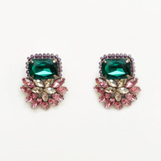 Claire Button Earrings - Green