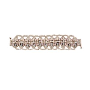 Disco Crochet Floral Strap Bracelet - Blush Opal Pearl