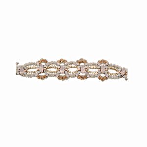 Disco Crochet Scallop Strap Bracelet - Blush Opal Pearl