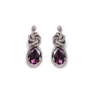 Frangipani Droplet Earrings - Purple