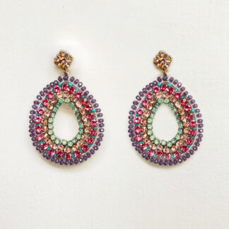 Astra Rhinestone Crystal Teardrop Dangler Earrings - Multi