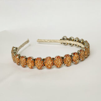Priya Crochet Mesh covered Crystal Stones Headband - Orange