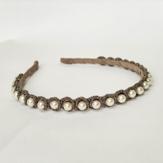 Cassidy Crochet and Pearl Headband - Charcoal