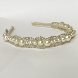 Gloria Faux Pearl Crochet Headband - Pearl and Ivory