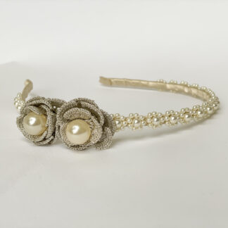 Astra Crochet Pearl Flower Headband - Ivory
