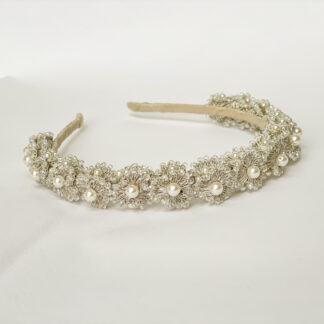 Uma Crochet Blossoms Headband - Pearl