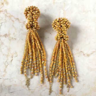 Waterfall Crystal Nautical Knot Statement Earrings - Gold