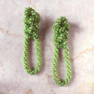 Eternity Crystal Rope Nautical Knot Statement Earrings - Green