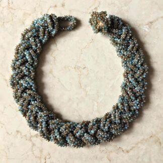 Eternity Crystal Rope Plaited Collar Necklace - Light Blue