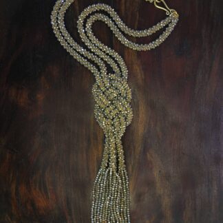 Crystal Rope Nautical Knot Tassel Necklace - Silver
