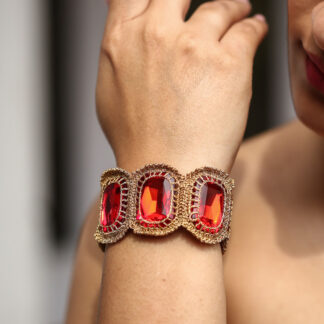 Amelia Crystal Soft Statement Bracelet - Model in Ruby Bracelet