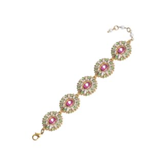 Nisha Embroidered Medallion Bracelet - Pink