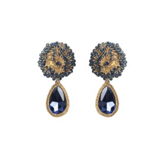 Lola Crystal Crochet Earrings - Blue
