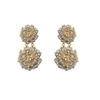 Alice Crystal Crochet Statement Earrings - Light Blue