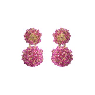 Katherine Crystal Crochet Statement Earrings - Pink