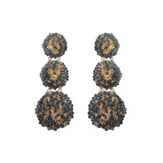 Minakshi Crystal Crochet Statement Earrings - Blue