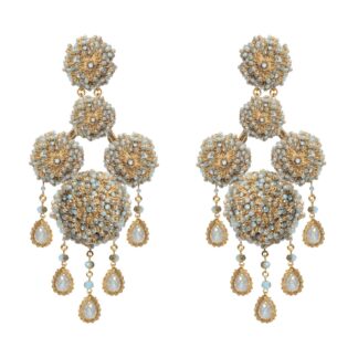 Berthe Large Chandelier Statement Earrings - Light Blue