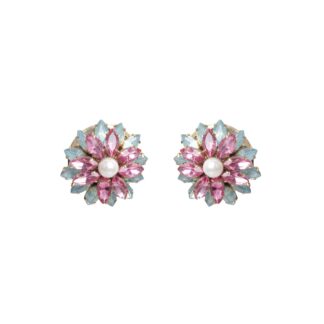 Wild Blossom Button Clip-on Earrings - Pink