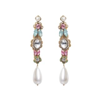 Priya Long Statement Dangler Earrings - Pink