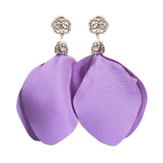 Isla Silk Flower Petals Statement Earrings - Purple
