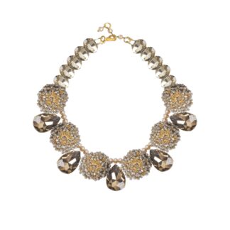 Lola Crystal Crochet Statement Necklace - Silver