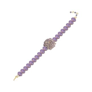 Minakshi Crystal Crochet Mesh Flower Shaped Necklace - Purple