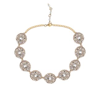 Nisha Embroidered Medallion Necklace - Pearl