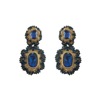 Agatha Baroque Statement Earrings - Blue