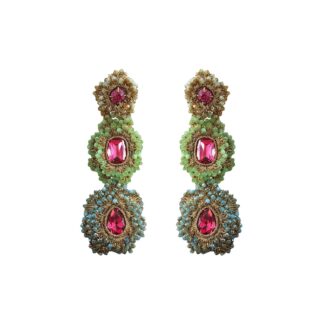 Abigail Triple Drop Statement Earrings - Pink