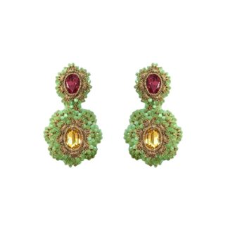 Sabrina Crochet Baroque Beaded Earrings - Pink
