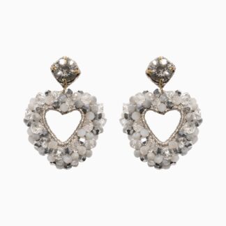 Little Love Crystal Crochet Drop Dangler Earrings - White