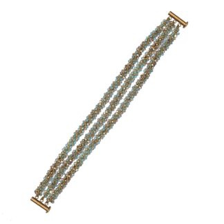Gladys Crystal Crochet Bracelet - Light Blue