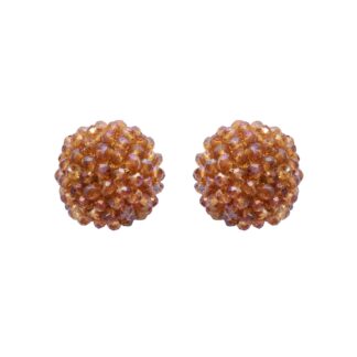 Mindi Crystal Crochet Button Earrings - Red (Small))