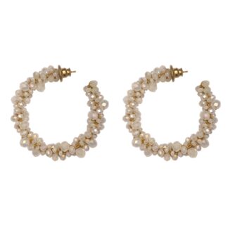 Amias Crystal Crochet Rope Hoop Earrings - White