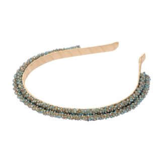 Gladys Crystal Crochet Headband - Light Blue