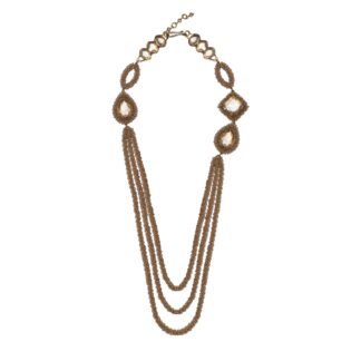 Emeline Crystal Crochet Statement Necklace - Gold